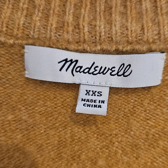 Madewell Westgate V-Neck Sweater in Coziest Yarn Heather Saffron Mustard XXS - Picture 9 of 10